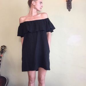 Zara Off The Shoulder Black Dress